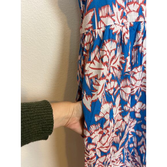 Maeve Anthropologie Baby Doll Flutter Sleeve Floral Cotton Midi Dress 2X - Picture 4 of 7